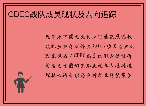 CDEC战队成员现状及去向追踪